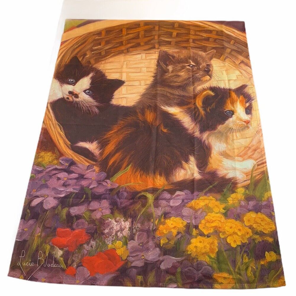 Cat Flag Lucie Bilodeau A Basket Of Cuteness‎ Feline 28x40 Yard House Reversible